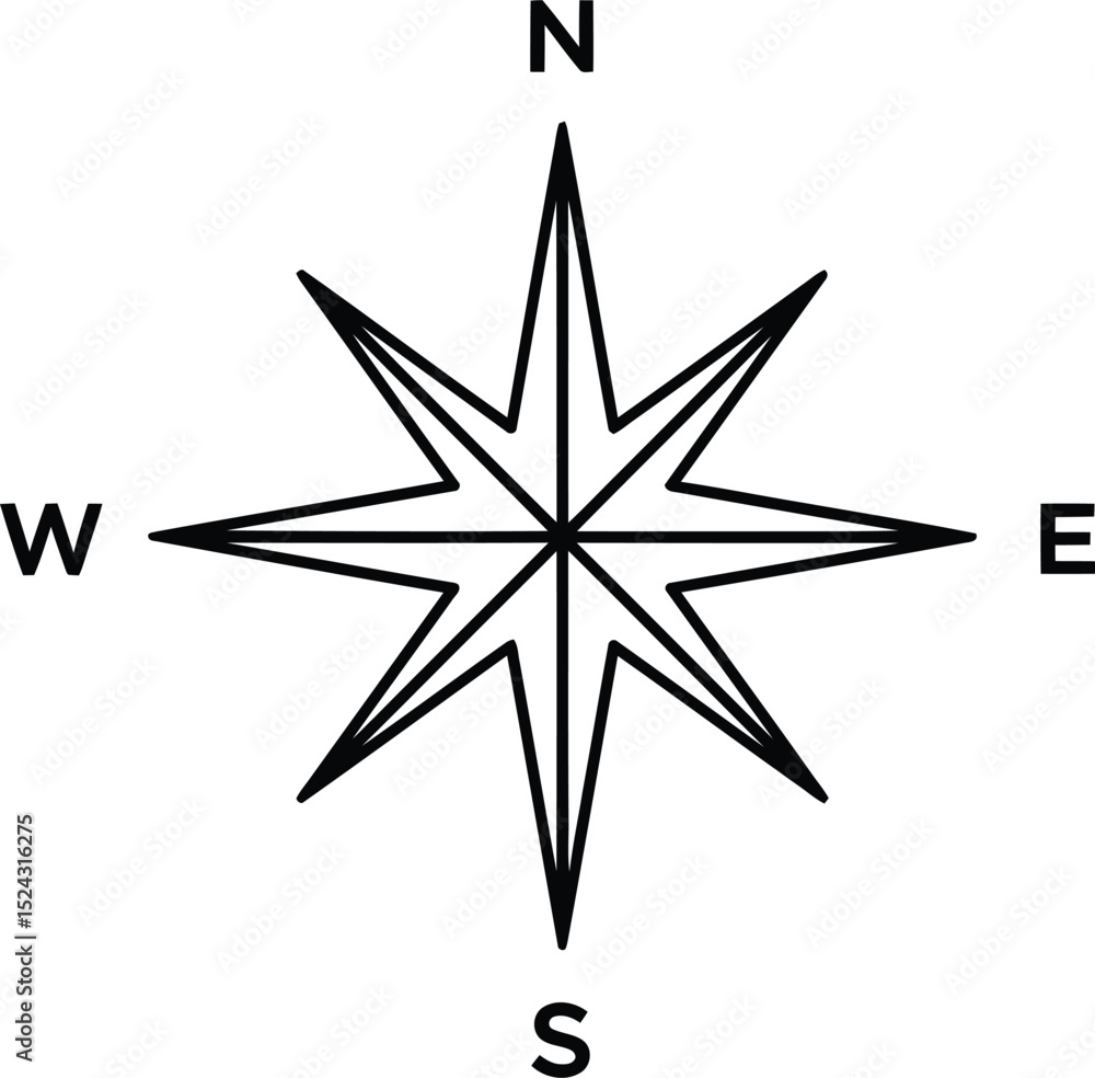 Navigational Guide: Simple, stark, and stylized, this image presents a navigational compass rose, a timeless symbol of direction and exploration. Navigational Guide: Simple, stark, and stylized, this image presents a navigational compass rose, a timeless symbol of direction and exploration.