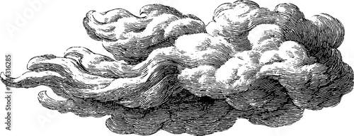 Engraved illustration of mythological anemoi blowing winds from classical greek culture