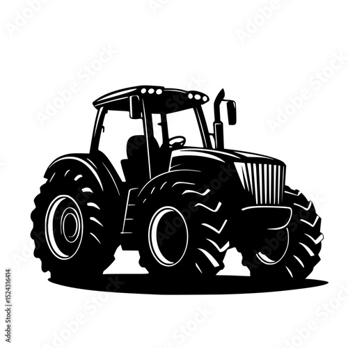 a black silhouette of a tractor on a transparent background black, illustration, silhouette, tractor , Generative art.