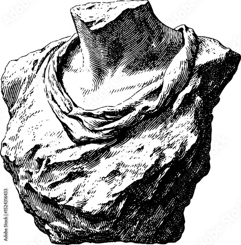 Engraved illustration of armless male torso in classical style for artistic inspirations