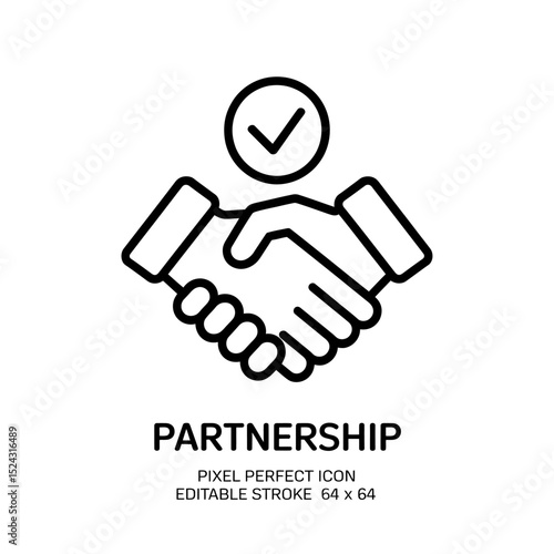 A Minimalist Line Art Icon of Two Hands in Partnership Agreement and Collaboration