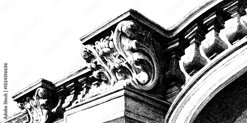 Fototapeta premium Intricate baroque architectural engraving design for artistic projects