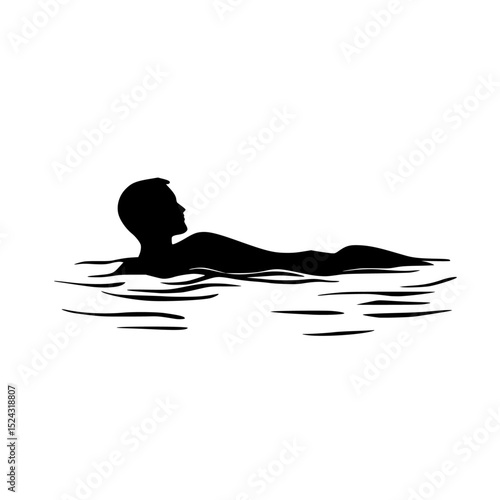 Wallpaper Mural a black and white image of a man swimming in the water black, float, illustration, image, man, relax, silhouette, swim, water , Generative art. Torontodigital.ca