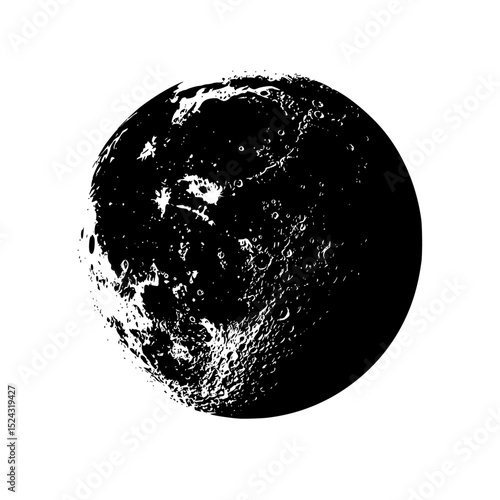 an illustration of a planet with a full moon in a black circle on a transparent background black, circle, full, illustration, image, moon, planet, solar , Generative art.