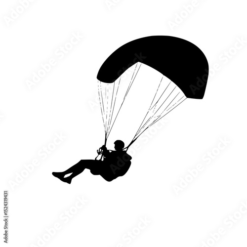a black silhouette of a person parasailing on a transparent background black, man, parachute, person, silhouette , Generative art.
