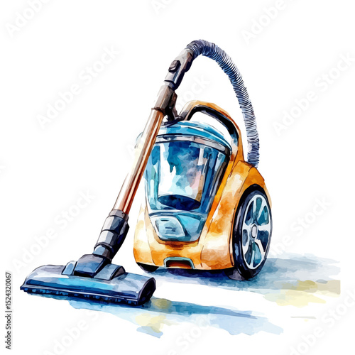 Vacuum Cleaner, watercolor vector, high quality, isolated on a white background.