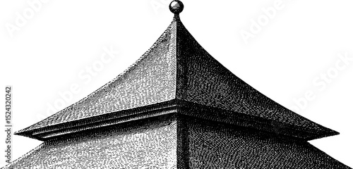 Architectural engraving of angular roof ridge design for historical building restorations