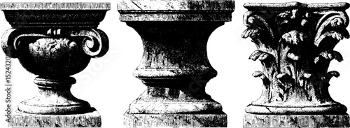 Baroque sculpture elements for artistic design and decoration