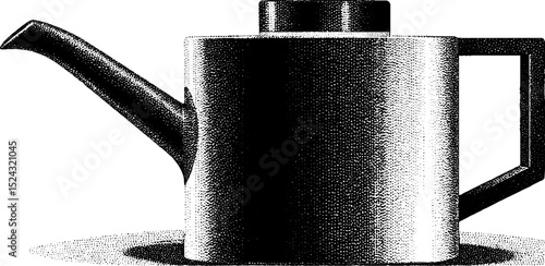 Bauhaus ceramic teapot engraved illustration set for retro design projects