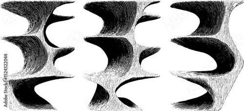 Engraved illustration of ceramic bookshelf design for home decor