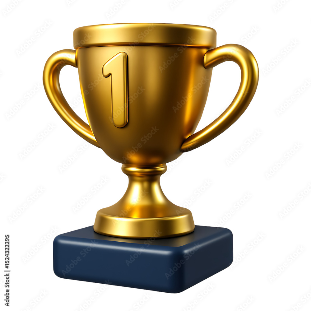 Golden first place trophy cup isolated on transparent background Golden first place trophy cup isolated on transparent background