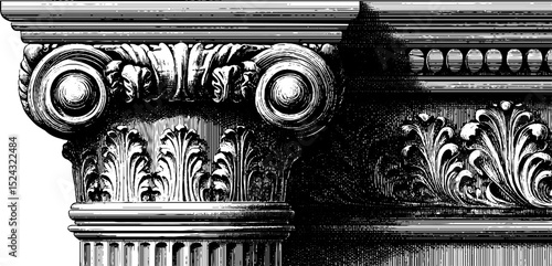 Elegant engraved illustrations of classical cornice designs and architectural elements