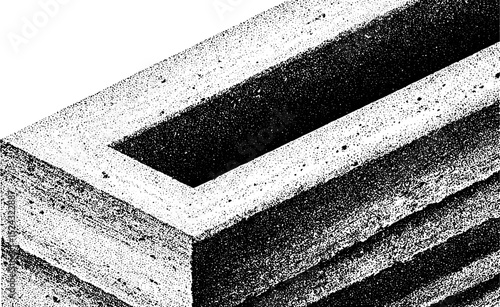 Engraved illustration of abstract corner junction for architectural design