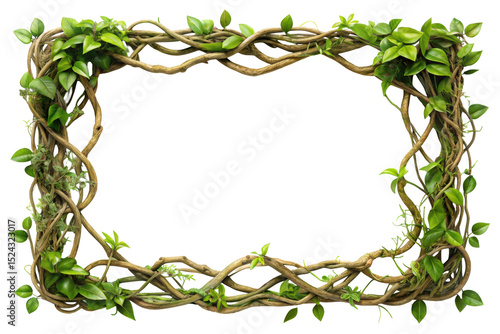 twisted jungle vines frame isolated on white
