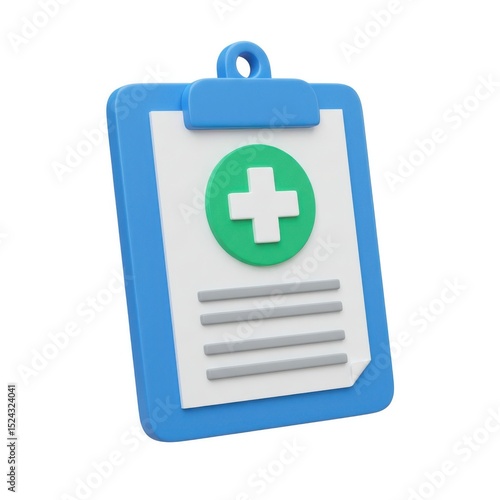 3d render of medical clipboard icon isolated on white background