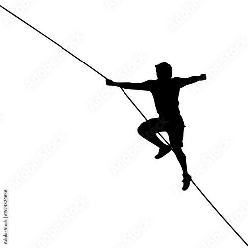 a black silhouette of a man jumping over a rope black, jump, leg, man, rope, silhouette, woman , Generative art.