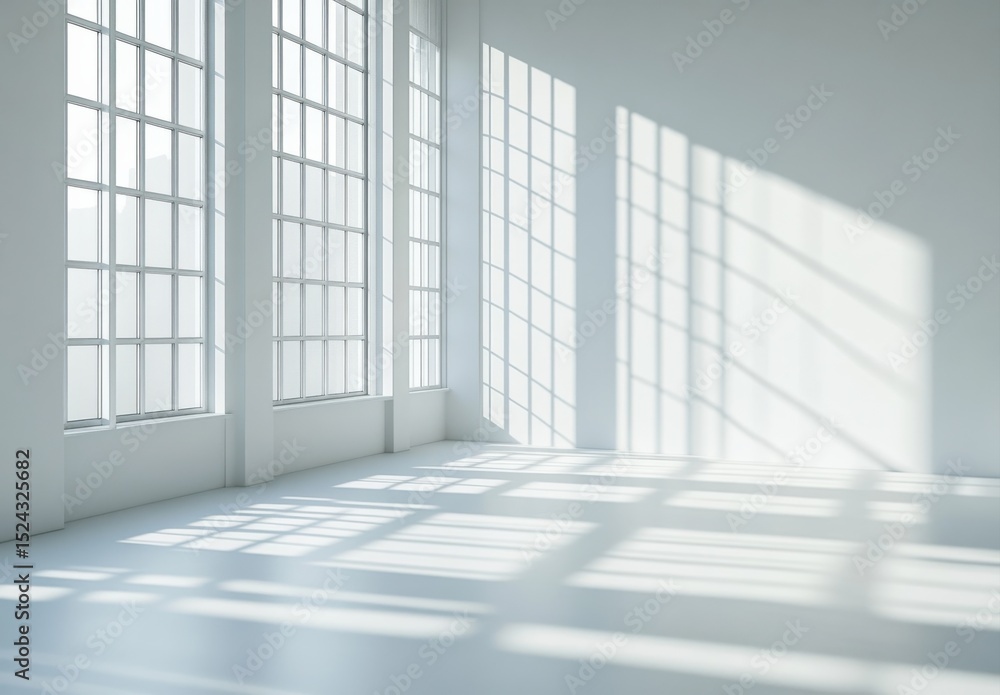 blank white wall mockup in sunny modern empty gallery 3d rendering blank white wall mockup in sunny modern empty gallery 3d rendering