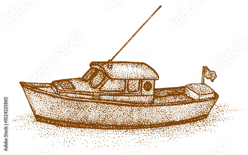 ferry fishing boat illustration