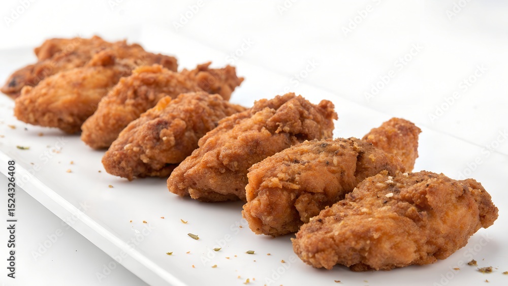 Crispy Boneless Wings on White Background Crispy Boneless Wings on White Background