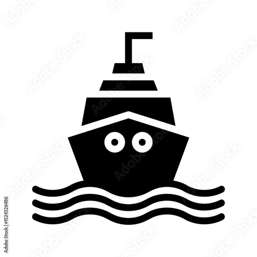 Ship glyph icon. Great for travel apps or cruise UI.
