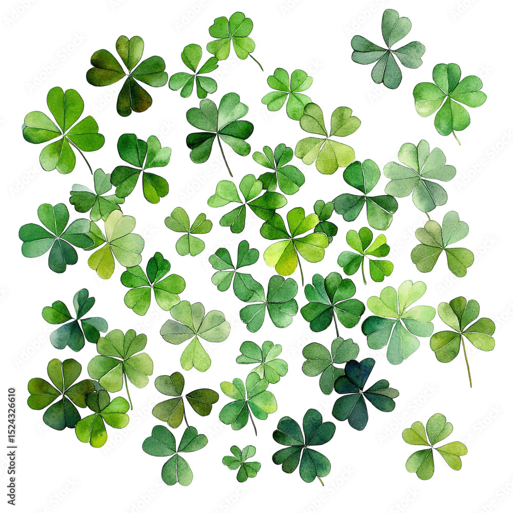 Watercolor shamrocks background st patricks day green clover leaves pattern irish luck design element 100 on transparent background Watercolor shamrocks background st patricks day green clover leaves pattern irish luck design element 100 on transparent background