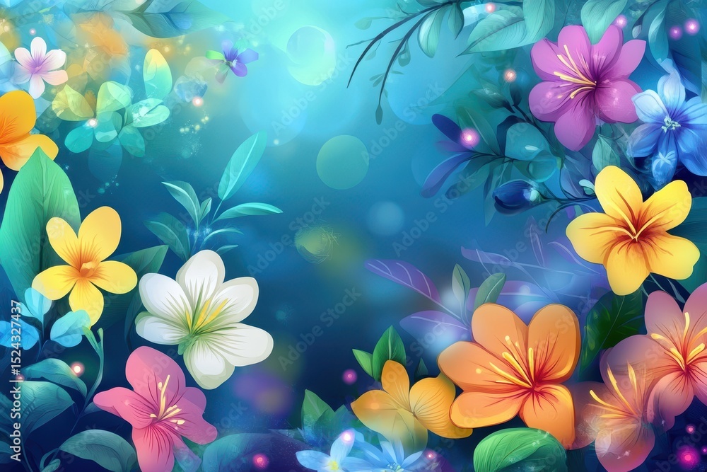 Obraz premium Spring banner with inscription hello spring with flowers, . A vibrant spring banner displaying 