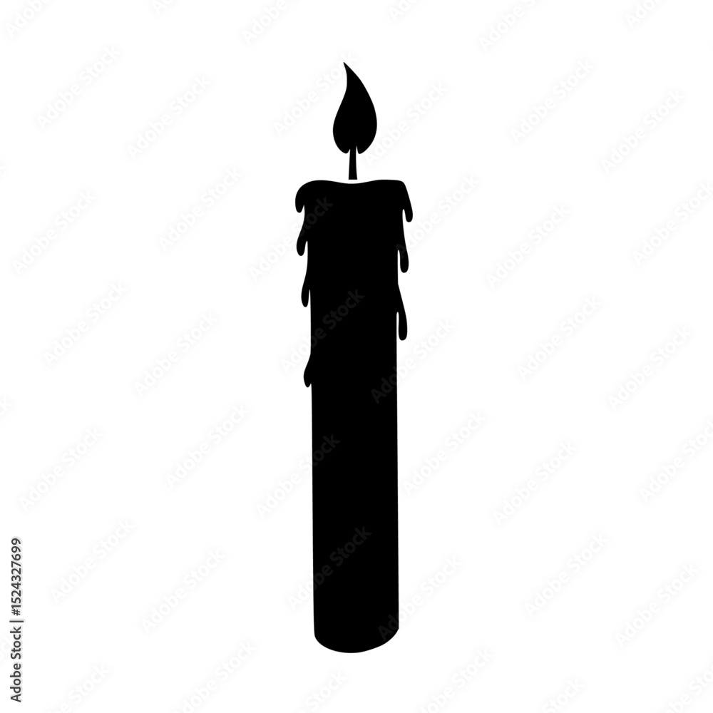 Fototapeta premium a black silhouette of a candle with a flame black, candle, flame, icon, light, silhouette , Generative art.