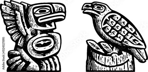 Traditional native alaskan totem designs for cultural art projects