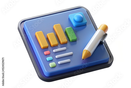 3d render of app icon showing data analysis