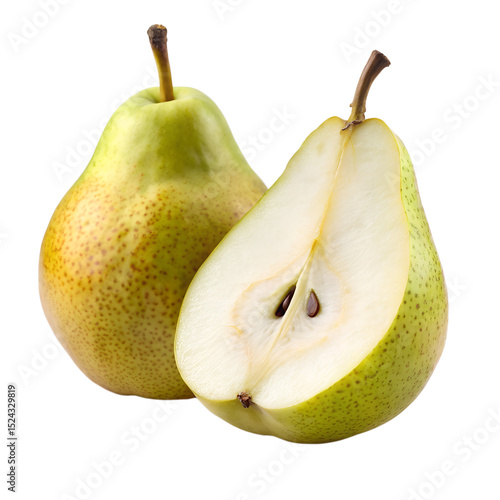 Sliced pear fruit Isolated on transparent background