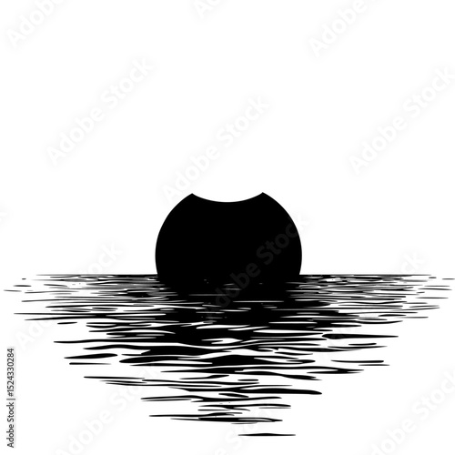 a large body of water on a transparent background black, body, large, silhouette, water , Generative art.