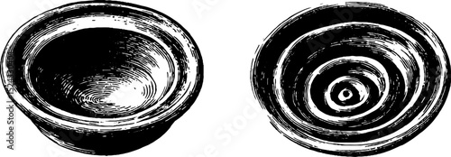 Engraved illustration of spiral drain vessels for design and art projects