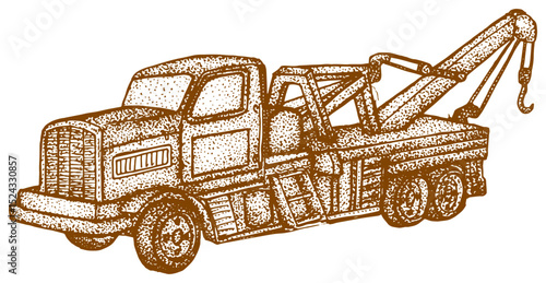 tow truck retro illustration