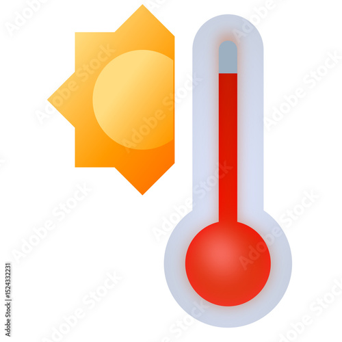 Heating Temperature Icon – Thermometer with Sun Symbol