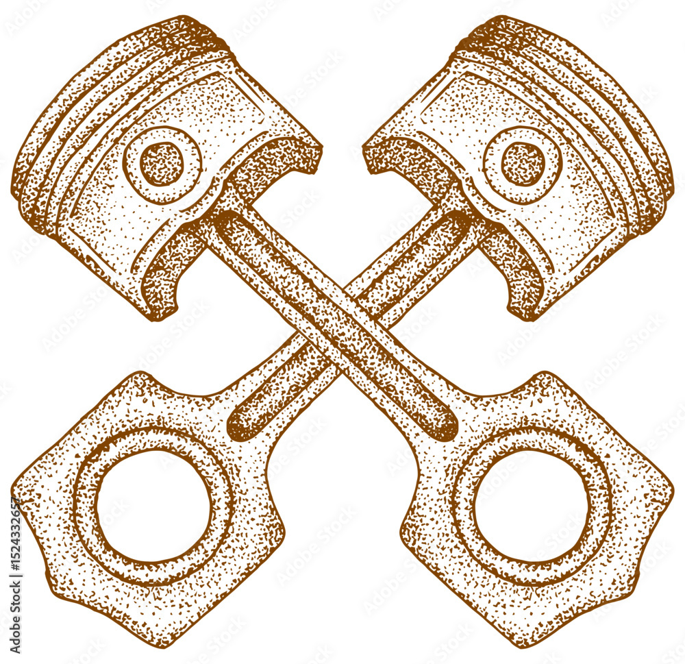 Obraz premium piston engine vintage vector illustration