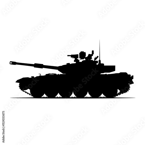 a black silhouette of a tank on a transparent background black, silhouette, tank , Generative art.