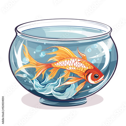 Crystal Clear Fish Bowl Vector Illustration for Isolated Objects