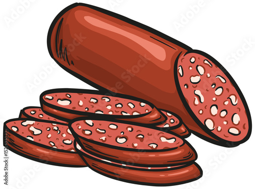 beef salami food illustration