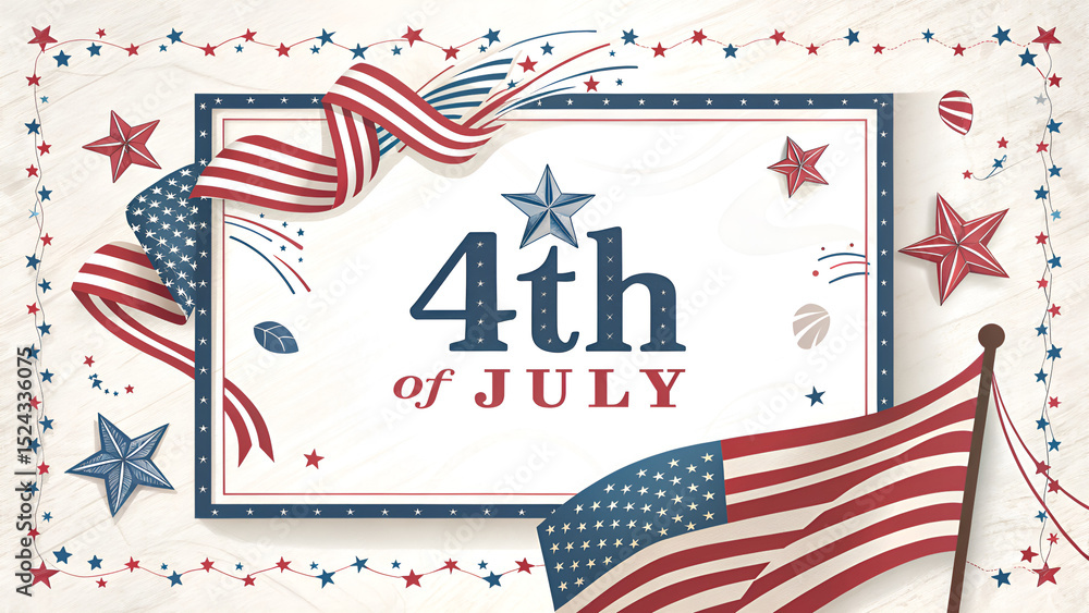 Obraz premium 4th of july in the frame and USA flag