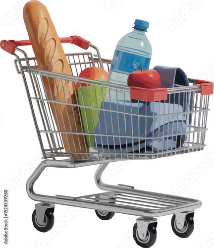 shopping cart with groceries
