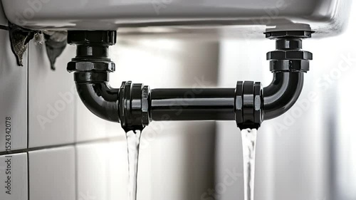 Close-up of water leaking from a household sink pipe, revealing potential problems