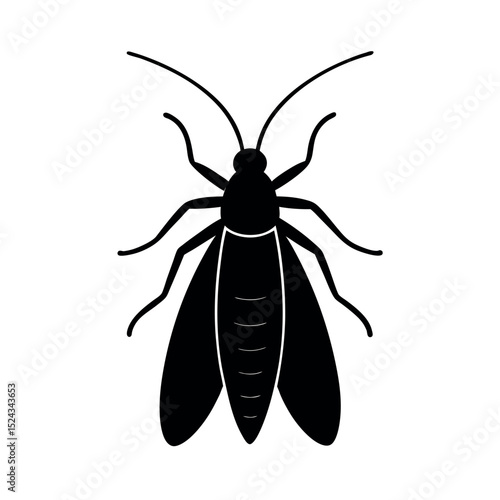 Caddisfly Insect Silhouette Vector Illustration