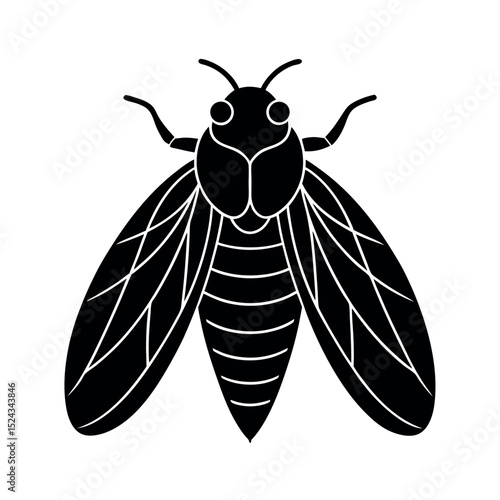 Cicada Insect Silhouette Vector Illustration
