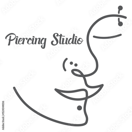 Stylized icon of an ear with three earrings, body piercing, fashion, and personal style, modern design, accessories, and self-expression themes, representing individuality and creative expressionPrint
