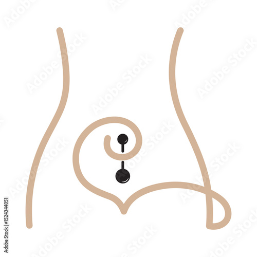 Stylized icon of an ear with three earrings, body piercing, fashion, and personal style, modern design, accessories, and self-expression themes, representing individuality and creative expressionPrint