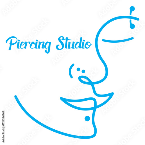 Stylized icon of an ear with three earrings, body piercing, fashion, and personal style, modern design, accessories, and self-expression themes, representing individuality and creative expressionPrint