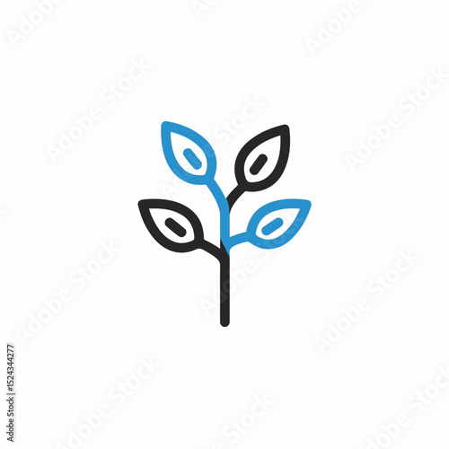 Simple plant sprout with leaves and stem.  New plant growth symbolizes spring and new beginnings.  Simple plant image perfect for logo design, website icons, or app design.