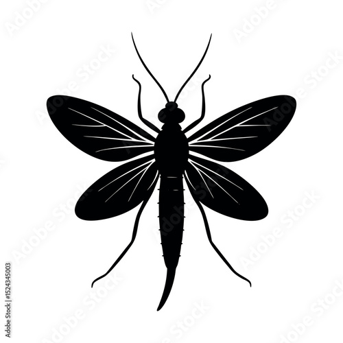 Mayfly Insect Silhouette Vector Illustration