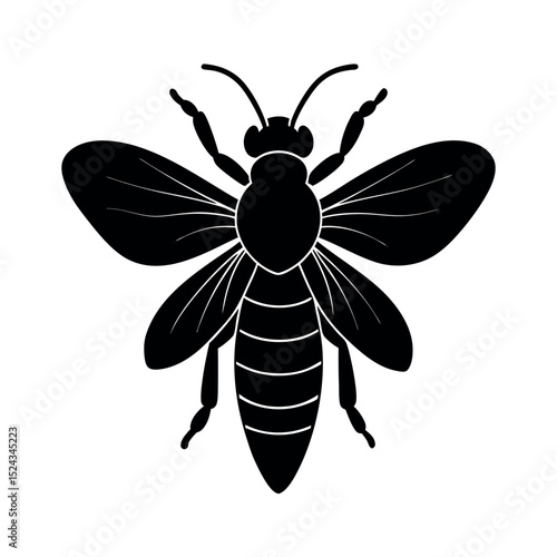 Mining Bee Insect Silhouette Vector Illustration