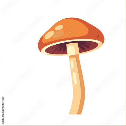 Cartoon Orange Mushroom Illustration-Fungi Forest Nature-Edible Wild Mushroom-Mushroom Art Design-Mushroom Cooking Ingredient-Mushroom Forager Treasure